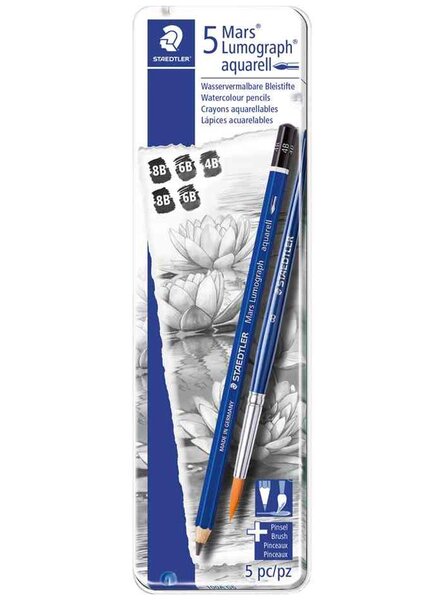 étui en métal de 5 Crayon Mars Lumograph aquarell STAEDTLER
