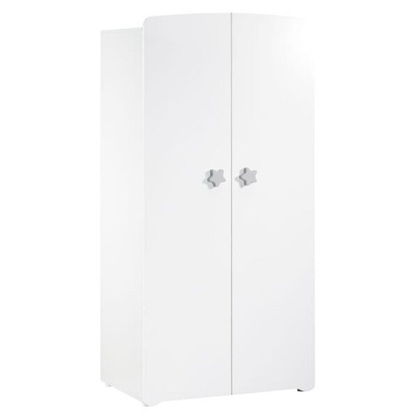Armoire chambre bébé 2 portes - Boutons étoile gris