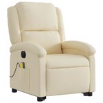 vidaXL Fauteuil inclinable de massage électrique Crème Tissu