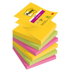 Z-notes super sticky post-it 76 x76 mm vitaminées carnival - bloc de 90 feuilles - lot de 12