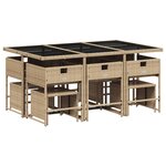 vidaXL Ensemble à manger de jardin et coussins 11 Pièces beige poly rotin