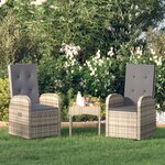 vidaXL Chaises de jardin inclinables coussins lot de 2 Résine tressée