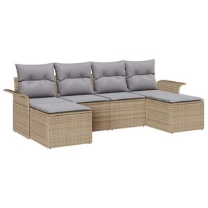 vidaXL Ensemble de canapé de jardin avec coussin 6 Pièces Beige polyrotin