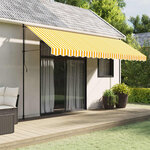 vidaXL Tissu de remplacement de cantonnière d’auvent jaune blanc 4 5 m