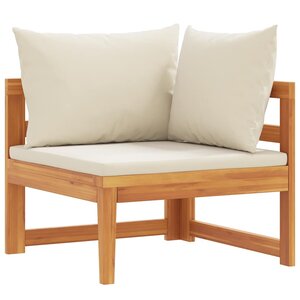 vidaXL Canapé d'angle avec coussins blanc crème Bois d'acacia solide