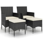 vidaXL Jeu de chaise et tabouret de jardin 4 Pièces Résine tressée Noir