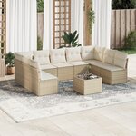 vidaXL Salon de jardin avec coussins 10 Pièces beige résine tressée