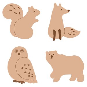 12 Mini décorations animaux en bois