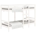 vidaXL Lit superposé Blanc 90x200 cm Bois de pin massif