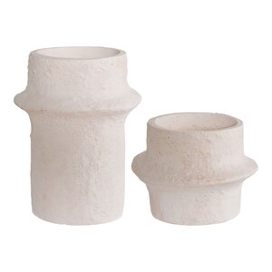 2 bougeoirs cylindriques en ciment blanc
