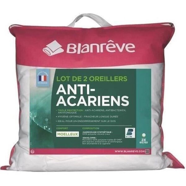 2 Oreillers Triple Protection - 60 x 60 cm - Blanc