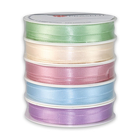 Set de rubans 5 x 3 m satin 10 mm couleurs pastels