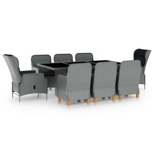 vidaXL Ensemble à manger 9 Pièces avec coussins résine tressée gris clair