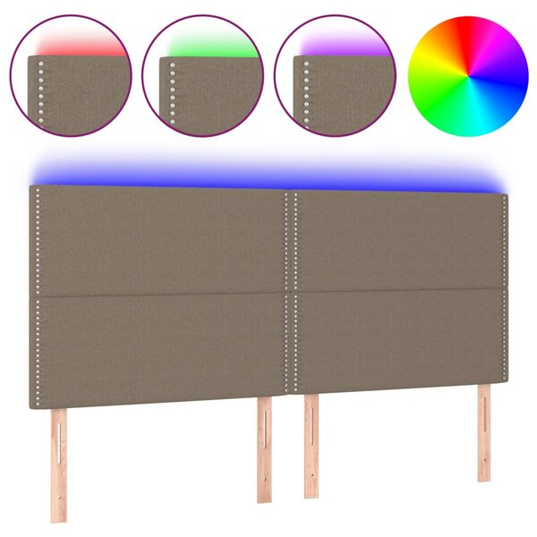 vidaXL Tête de lit à LED Taupe 200x5x118/128 cm Tissu