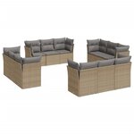 vidaXL Salon de jardin avec coussins 12 Pièces beige résine tressée