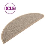 vidaXL Tapis de marches d'escalier 15 Pièces Marron 56x17x3 cm