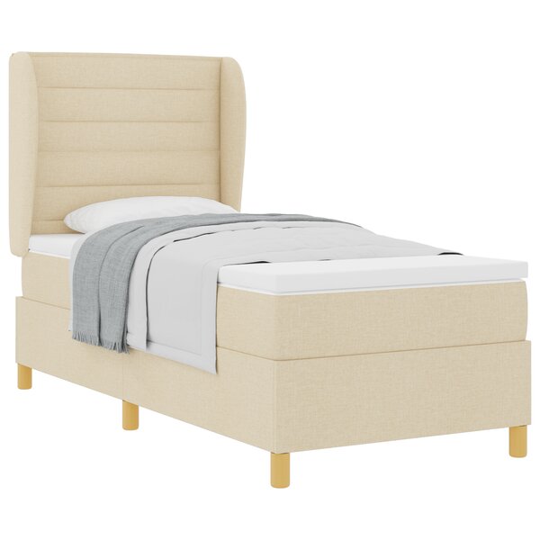vidaXL Box Spring lit avec Matelas Crème 90x200 cm