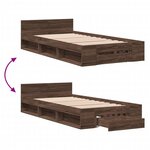 vidaXL Cadre de lit à tiroir chêne marron 90x190 cm bois d'ingénierie