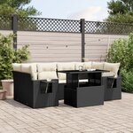 vidaXL Salon de jardin 7 Pièces avec coussins noir résine tressée