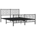 vidaXL Cadre de lit métal avec tête de lit/pied de lit noir 135x190 cm