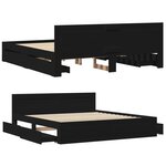 vidaXL Cadre de lit avec tête de lit noir 200x200 cm bois d'ingénierie