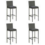 vidaXL Ensemble de bar de jardin avec coussins 5 Pièces Gris