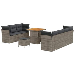 vidaXL Ensemble de canapé de jardin avec coussin 10 Pièces Gris polyrotin