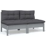 vidaXL Salon de jardin 13 Pièces avec coussins anthracite bois de pin
