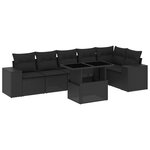 vidaXL Salon de jardin 7 Pièces avec coussins noir résine tressée