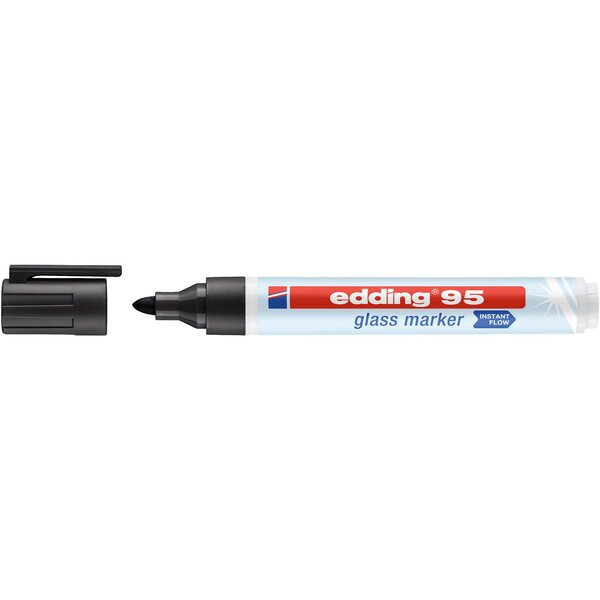 Marqueur pour Surface en Verre 95 Noir Pointe Ronde 1 5-3 mm EDDING