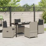 Ensemble de salle à manger de jardin vidaXL 5 pièces en rattan gris clair