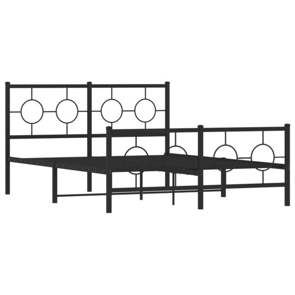 vidaXL Cadre de lit métal avec tête de lit/pied de lit noir 140x190 cm