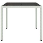 vidaXL Table de jardin 90x90x75cm Verre trempé et résine tressée Blanc