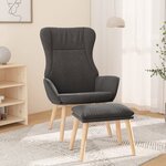 vidaXL Chaise de relaxation avec repose-pied Gris foncé Tissu
