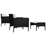 vidaXL Salon de jardin 5 Pièces avec coussins Noir Résine tressée