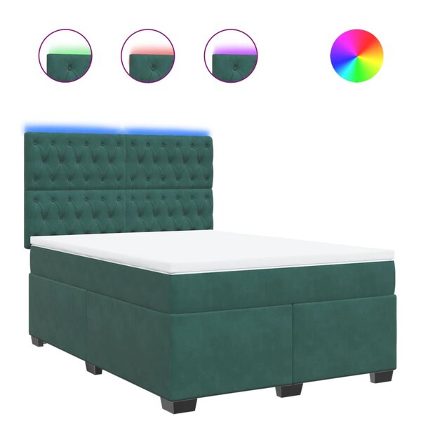 vidaXL Sommier à lattes de lit et matelas Vert foncé 140x200cm Velours