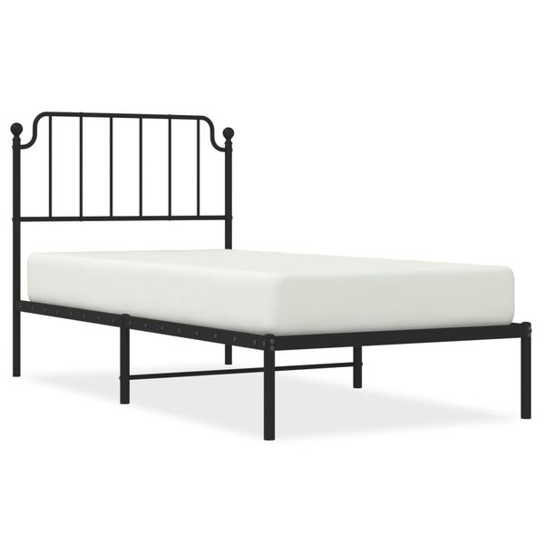 vidaXL Cadre de lit métal avec tête de lit noir 90x200 cm