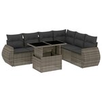 vidaXL Salon de jardin avec coussins 7 Pièces gris résine tressée