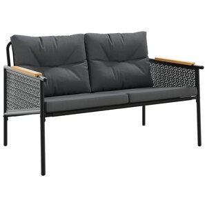 vidaXL Banc de jardin avec coussins 116 cm noir acier