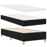 vidaXL Lit à ressort avec matelas noir 90x200 cm tissu