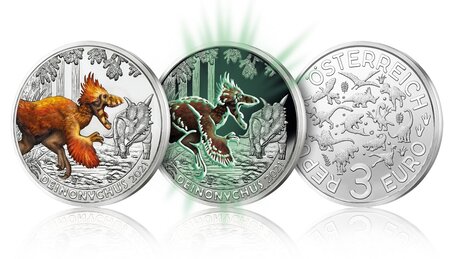 Pièce de monnaie 3 euro Autriche 2021 – Deinonychus