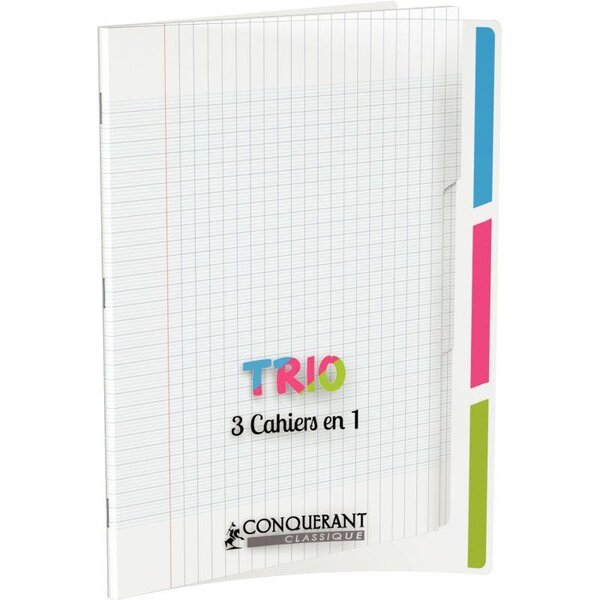 Cahier 3 index 96 pages seyès 90 g  couverture en polypropylène  format 24 x 32 cm CONQUERANT