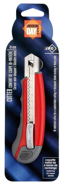 Cutter plastique bi-matière Auto lame18 mm + 6 lames JPC