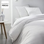 Parure de lit - 240 x 260 cm - 100  Percale Finition dentelle - Craie