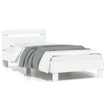 vidaXL Cadre de lit avec tête de lit blanc 75x190 cm bois d'ingénierie