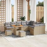 Canapé de jardin vidaXL 12 pièces avec coussins beige poly rotin acacia