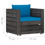 vidaXL Salon de jardin 7 Pièces avec coussins Bois imprégné de gris