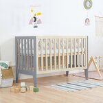 Lit bébé KIPPY 60 x 120 gris et verni