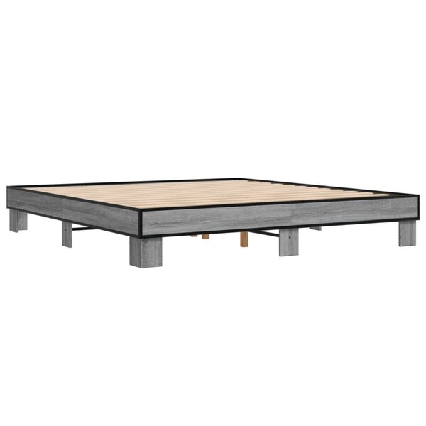 vidaXL Cadre de lit sonoma gris 180x200 cm bois d'ingénierie et métal
