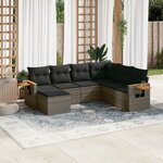 vidaXL Salon de jardin avec coussins 7 Pièces gris résine tressée